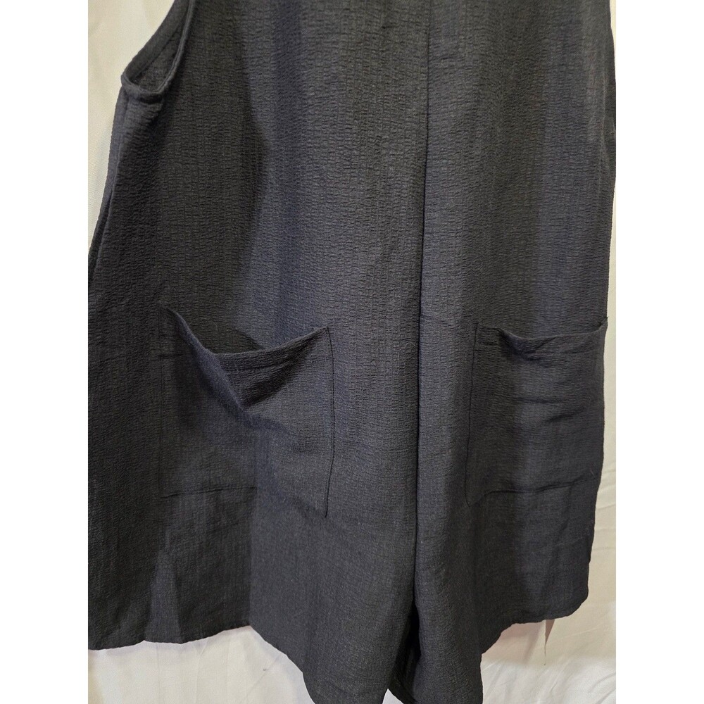 Emery Rose Black Romper Size L Sleeveless Adjustable Straps Front Pockets - Picture 2 of 5